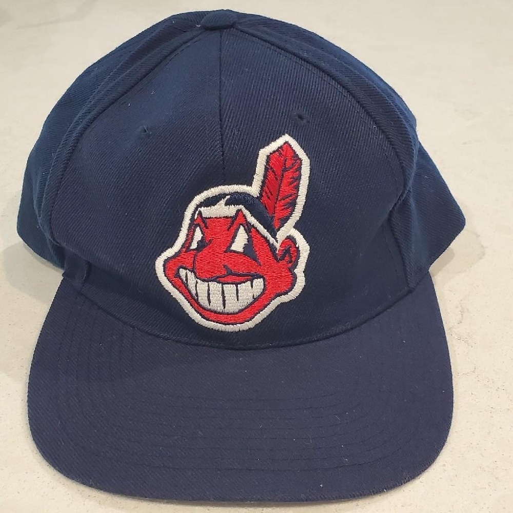 Vintage Cleveland Indians Hat Sports Specialties Chief Wahoo Snapback Navy Wool